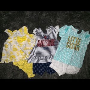 Set of three newborn girl outfits